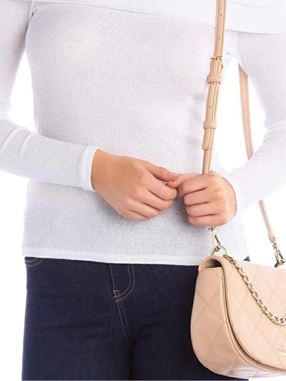 NWT kate spade Quilted Saddle Crossbody Bag in Taupe